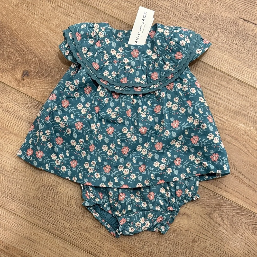 Janie and Jack Floral Diaper Cover - Teal and Pink